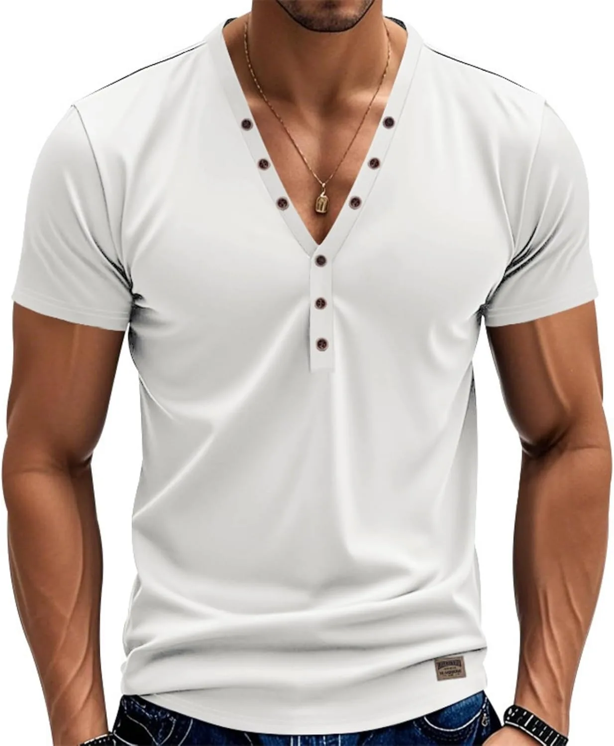 

Мужская летняя рубашка-поло из льна и хлопка с коротким рукавом, свободного кроя RALUEMID