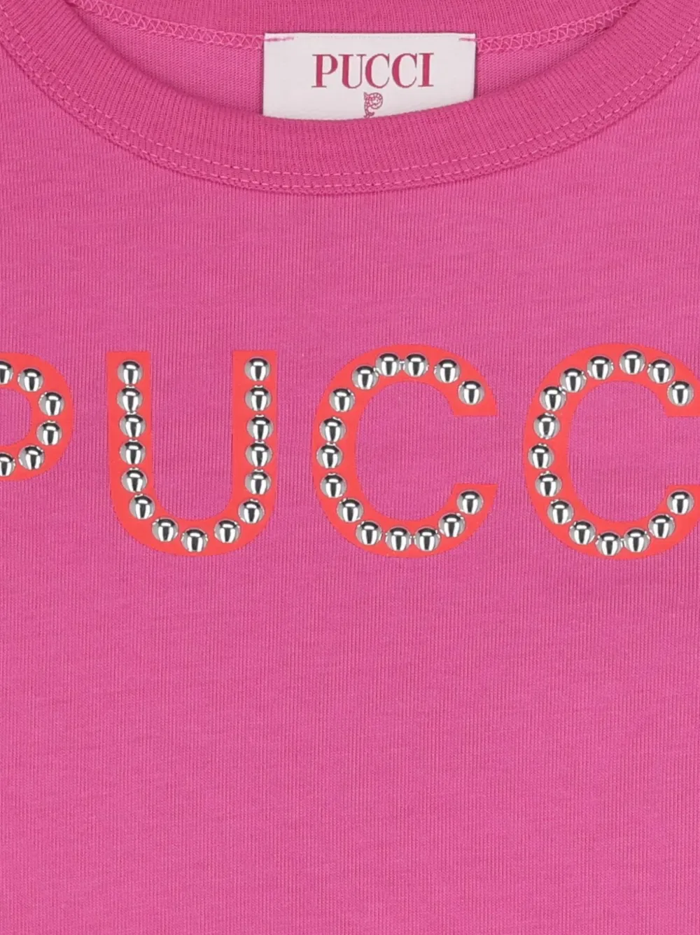 Платье с логотипом, украшенным стразами Pucci Junior, розовый — фото 3