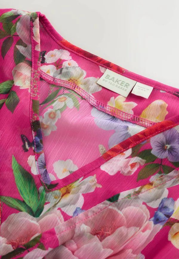 Кафтан-Платье прямого кроя с цветочным принтом Baker By Ted Baker, Pink — фото 3