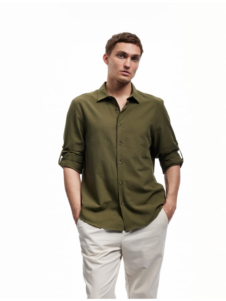 

KOTON Рубашки с длинным рукавом цвета хаки