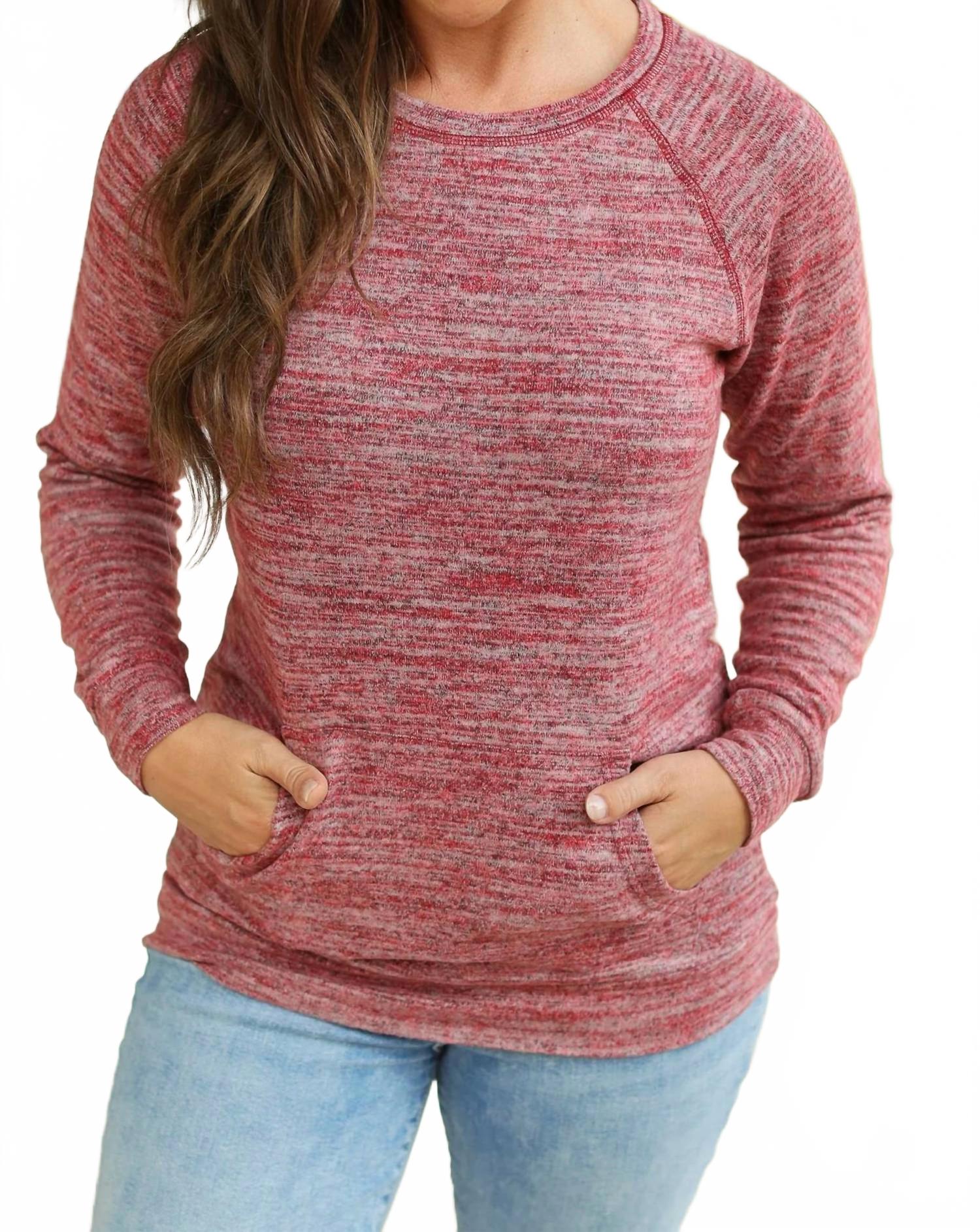 

Pocket Pullover Top In Red Michelle Mae