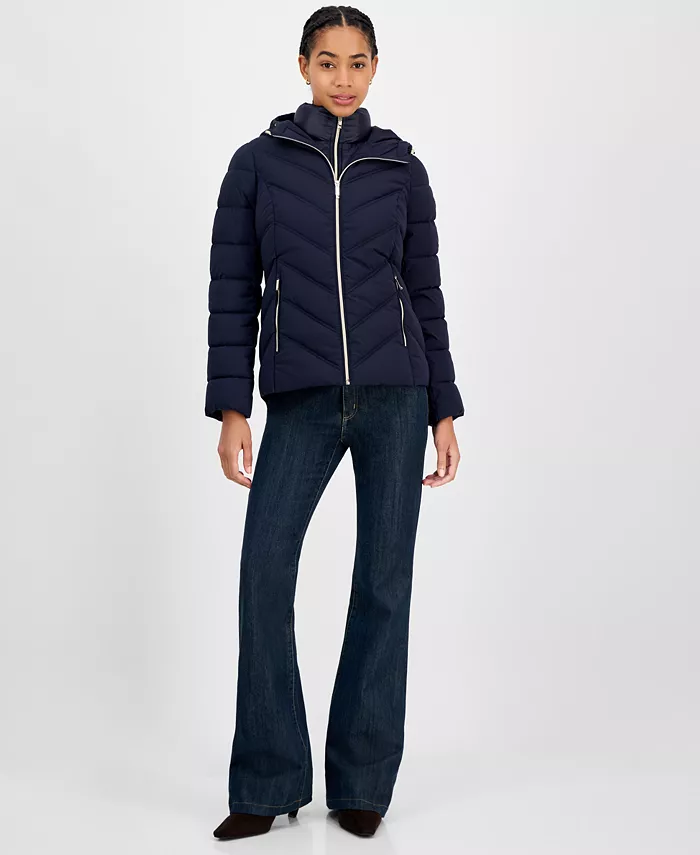 

Женское стеганое пальто с капюшоном и комбинезоном Michael Kors, синий