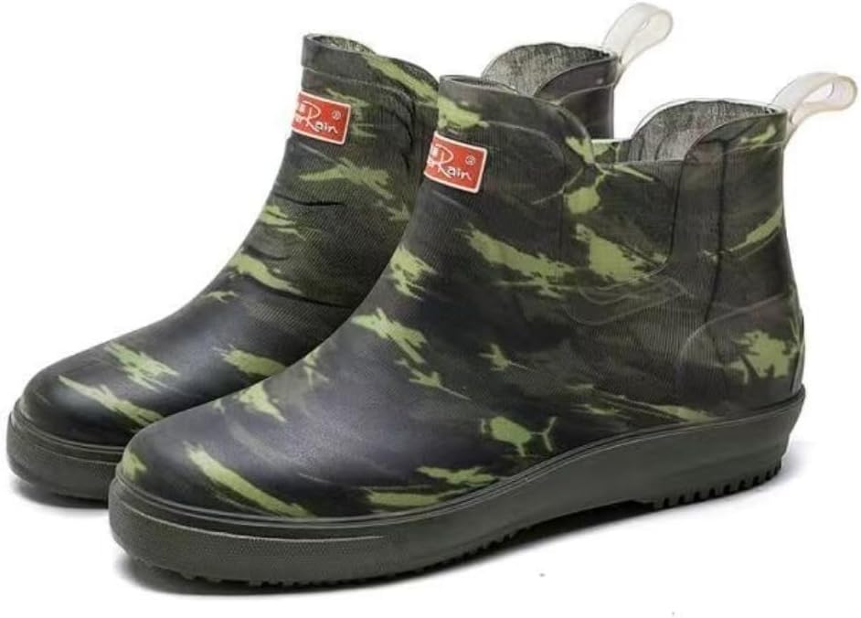

Камуфляжные ботинки-носки на щиколотку для мужчин, для рыбалки на лодке, водонепроницаемые резиновые ботинки, легкие, дышащие, широкие, с противоскользящей подошвой, удобные, для ходьбы по грязи, дождю и воде, для походов и кемпинга Geerta, зеле...