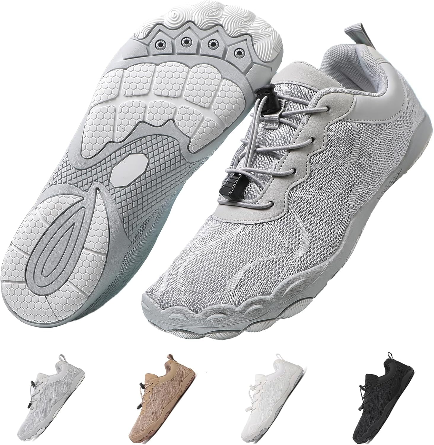 

Кроссовки для женщин и мужчин унисекс, быстросохнущие, с нескользящей подошвой, широким носком Feedmoo, серый