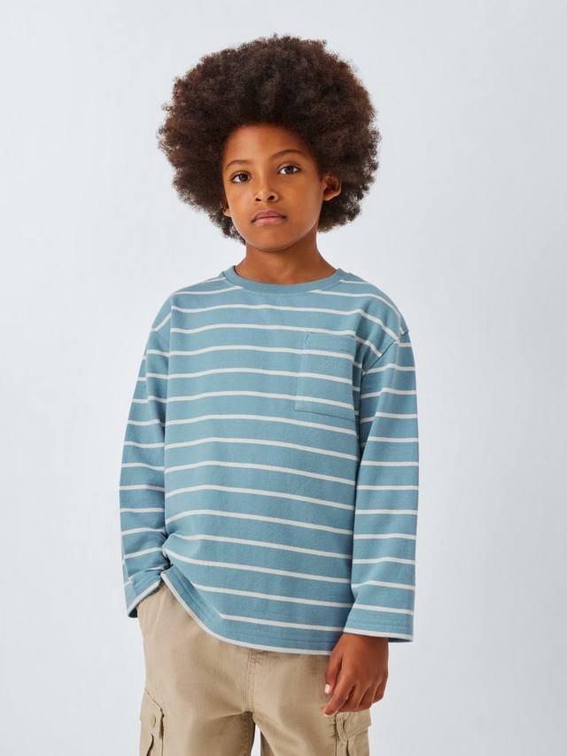 

Детский топ в бретонскую полоску John Lewis, Blue White Stripe