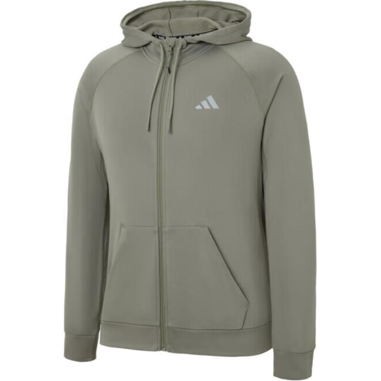 Толстовка с молнией и большим логотипом Adidas, темно-зеленый — фото 3