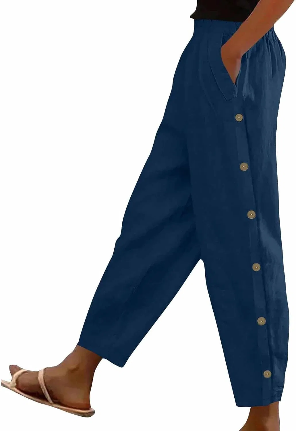 Леггинсы с боковой пуговицей, Navy#1