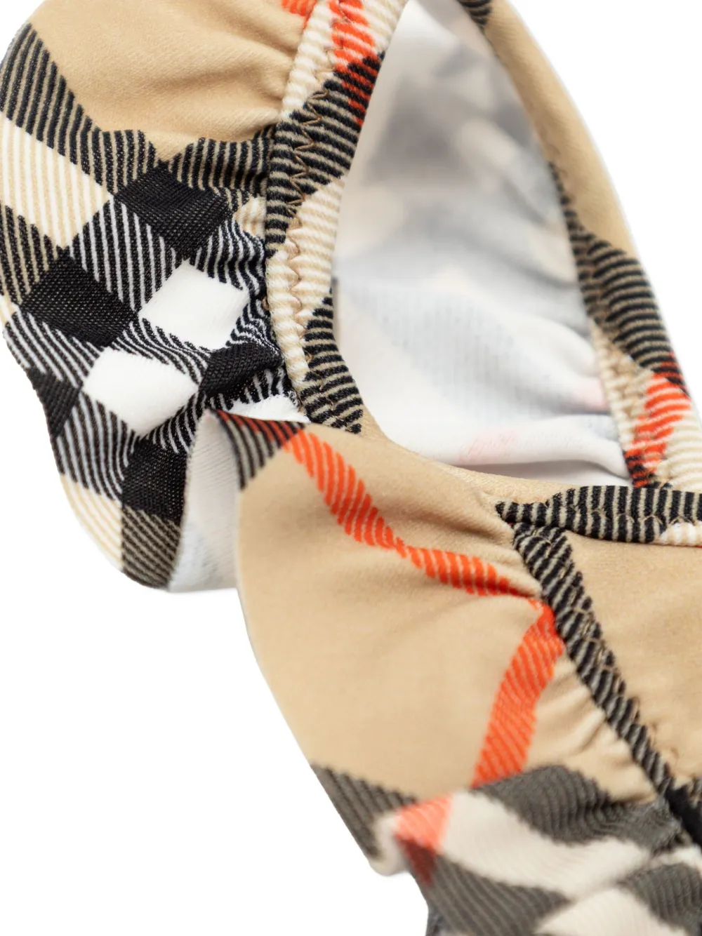 Купальник в клетку с оборками Burberry Kids, нейтральный — фото 4