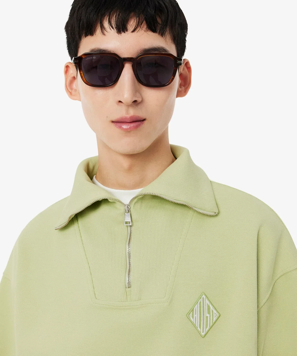 Свитер Lacoste Полузастегнутый, Воротник-стойка, Sage Green — фото 4