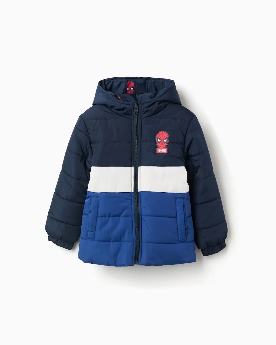 

Детский пуховик с капюшоном и двусторонний Человек-паук Zippy, темно-синий