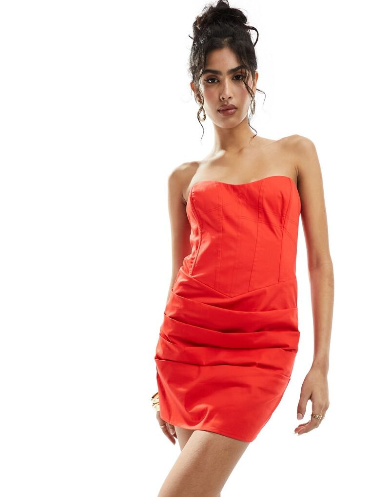 

Красное структурированное корсетное платье мини с косточками ASOS DESIGN