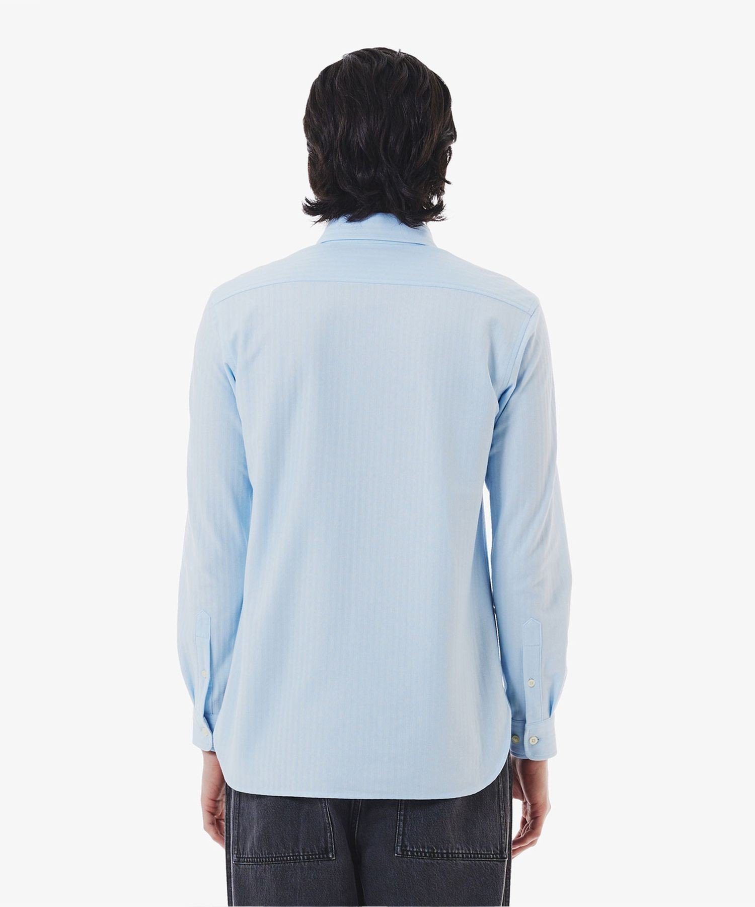 Рубашка из трикотажа с жаккардовой полосой и пуговицами LACOSTE, Light blue — фото 2