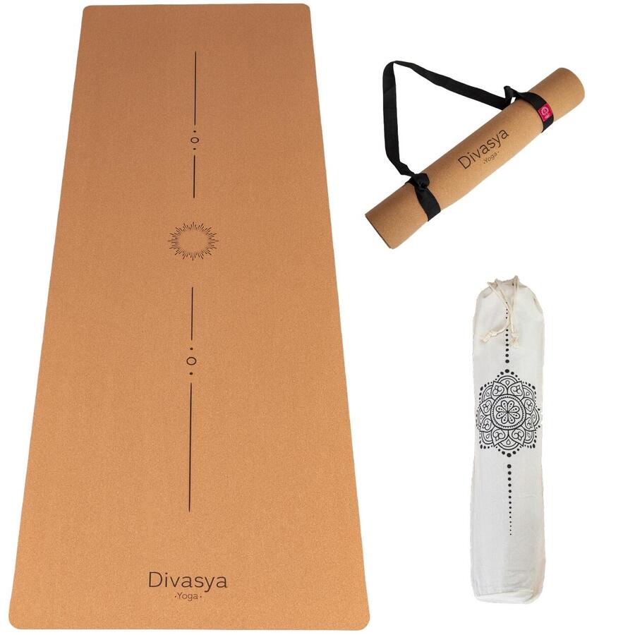

DIVASYA Пробковый коврик для йоги | изготовлен из пробки и натурального каучука | PURE Design