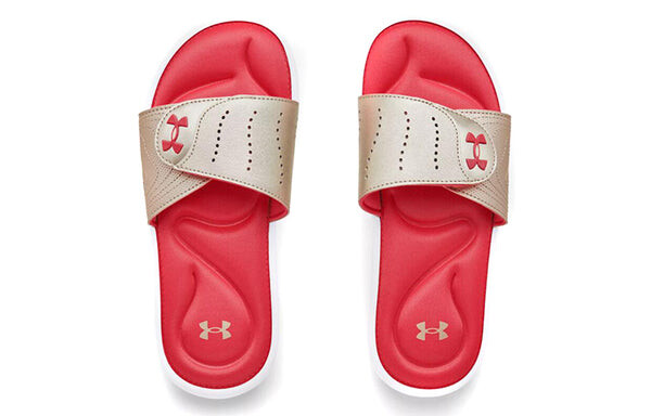 Тапочки ignite 9 slide 'white metallic faded gold' Under Armour, белый — фото 4