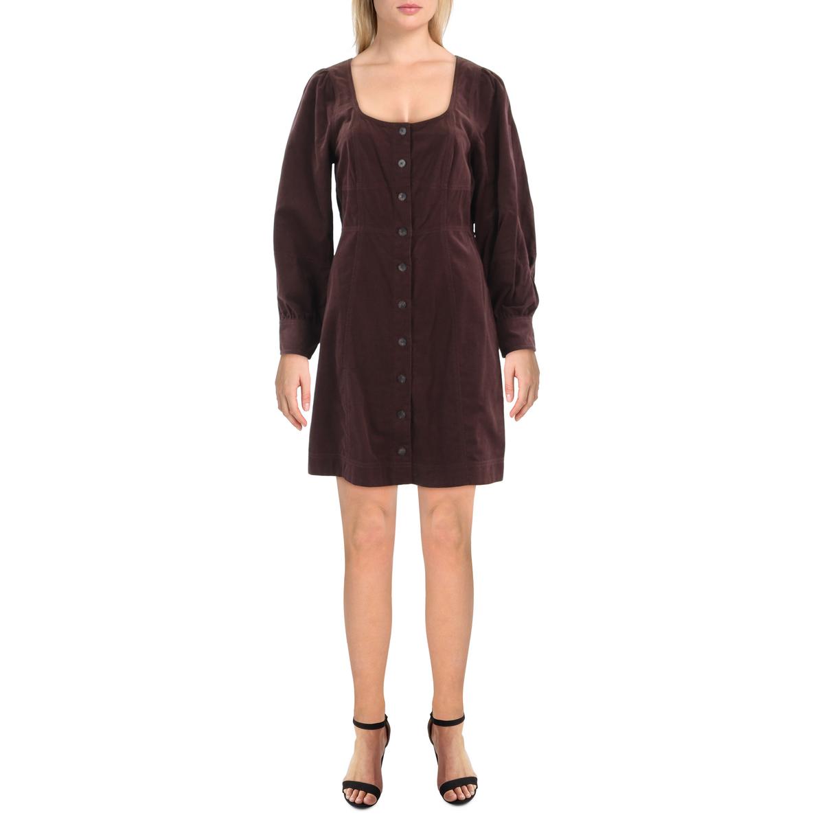 

Женское вельветовое короткое мини-платье Madewell, цвет chocolate raisin