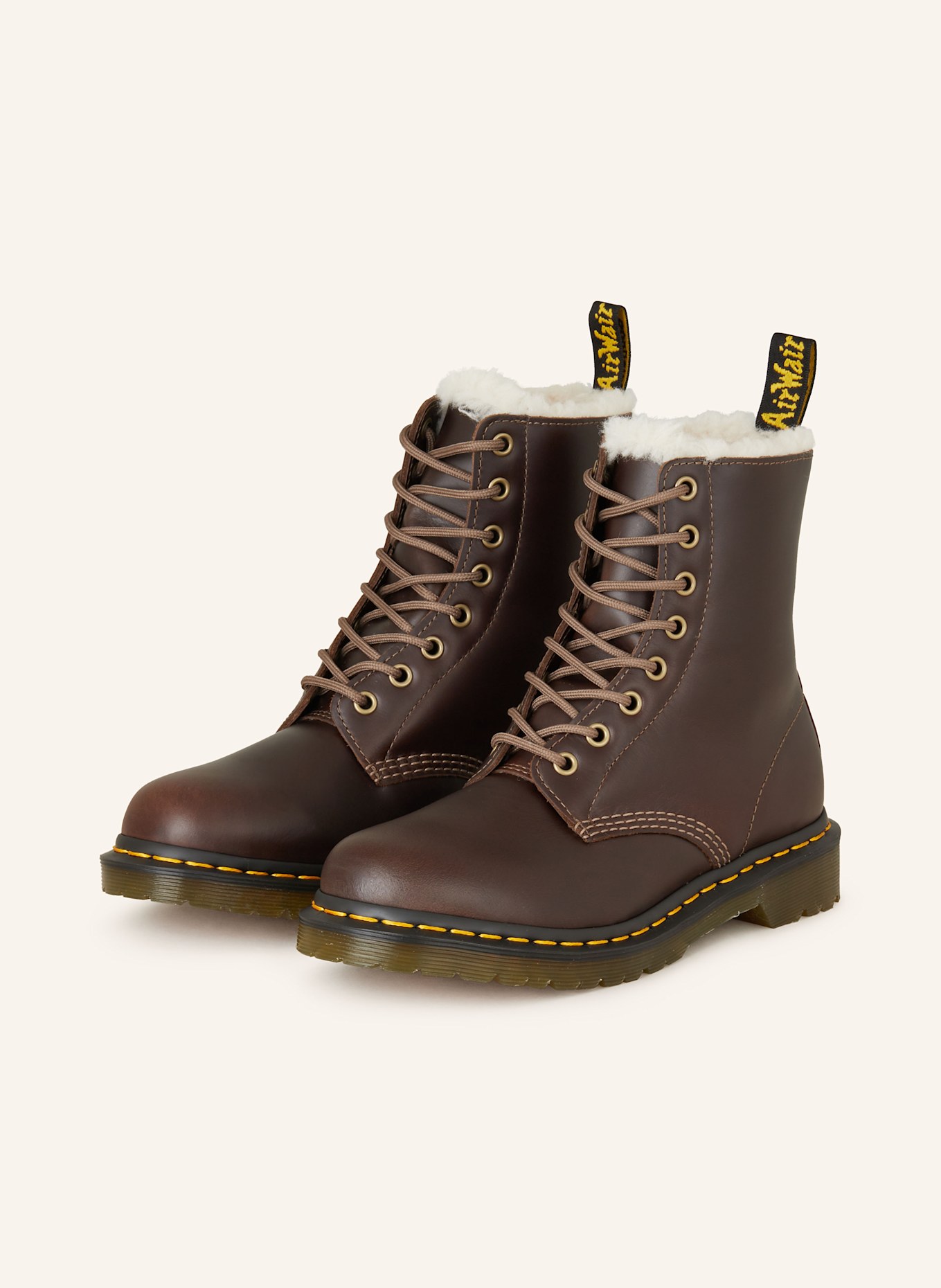 

Сапоги на шнуровке 1460 с искусственным мехом Dr. Martens, хаки