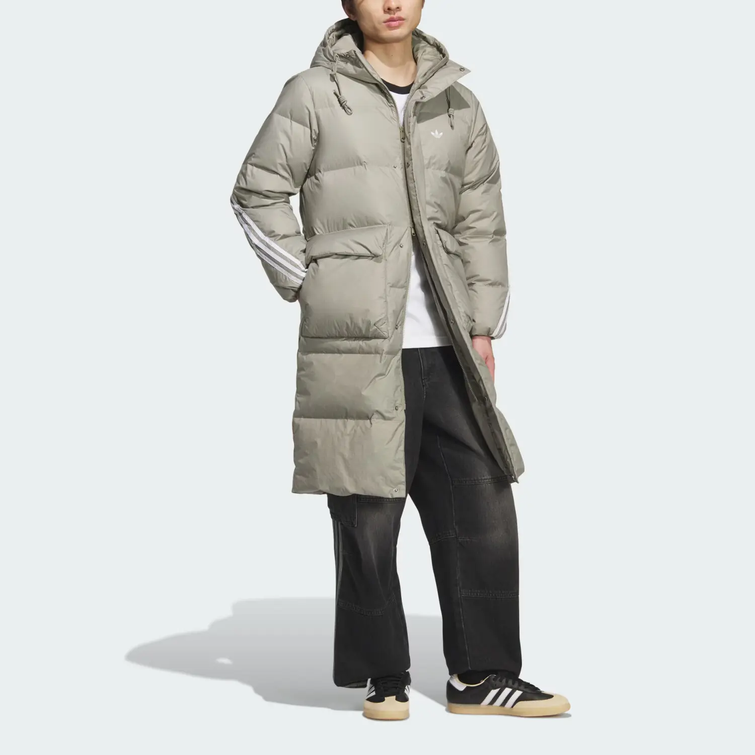Пуховик FW25 Long Down Jacket Unisex Adidas Originals, серебристо-серый — фото 3