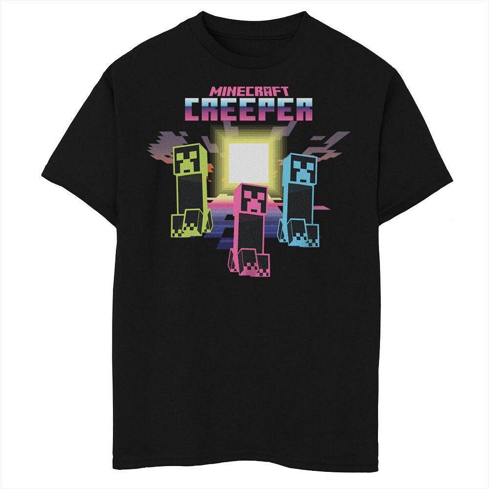

Футболка с флуоресцентным рисунком Creepers Minecraft для мальчиков Licensed Character, черный