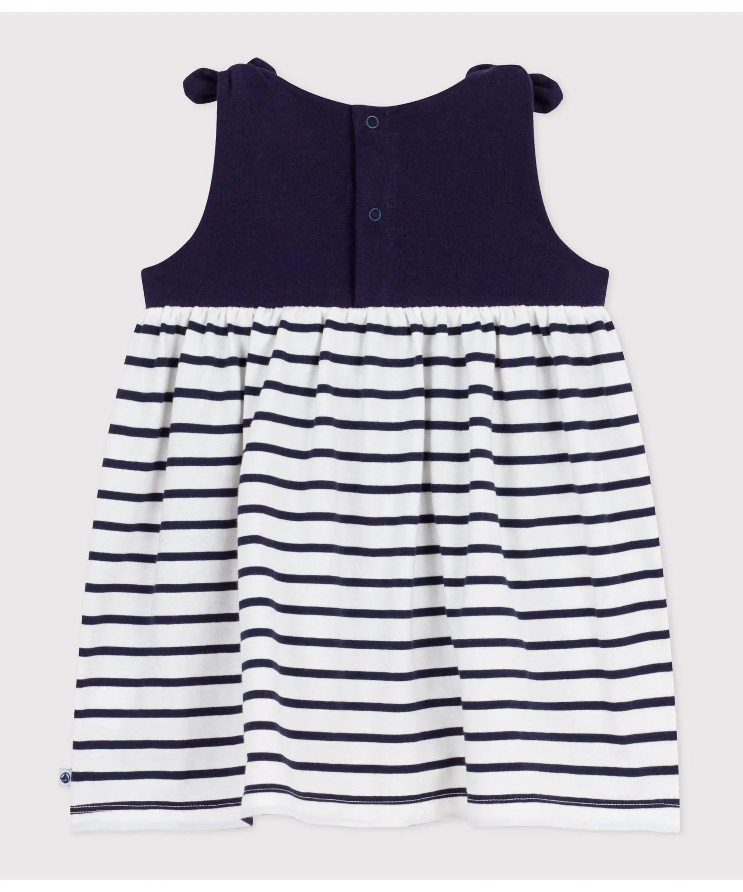 Детское платье-футболка в полоску Petit Bateau бело-синее — фото 2