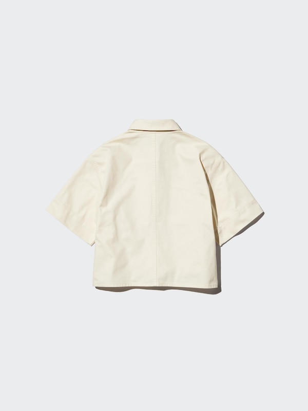 Джинсовая рубашка коробочного кроя с коротким рукавом Uniqlo, 30 natural — фото 3