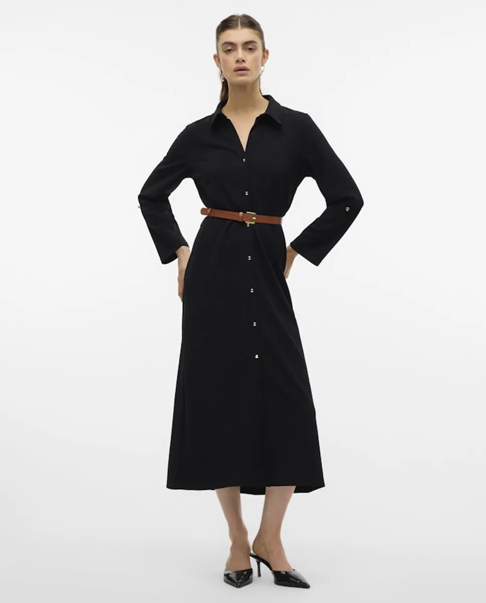 

Миди-платье с поясом Vero Moda, черный