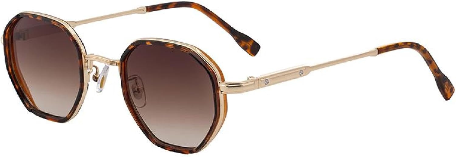 

Классические маленькие восьмиугольные солнцезащитные очки для женщин, роскошная винтажная металлическая оправа, многоугольные модные очки для вождения с защитой от УФ-излучения UV400 TVTBBVV, C5golddoublebrown