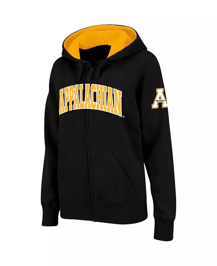 

Женская спортивная спортивная черная толстовка с капюшоном и молнией Appalachian State Mountaineers с арочным названием Colosseum