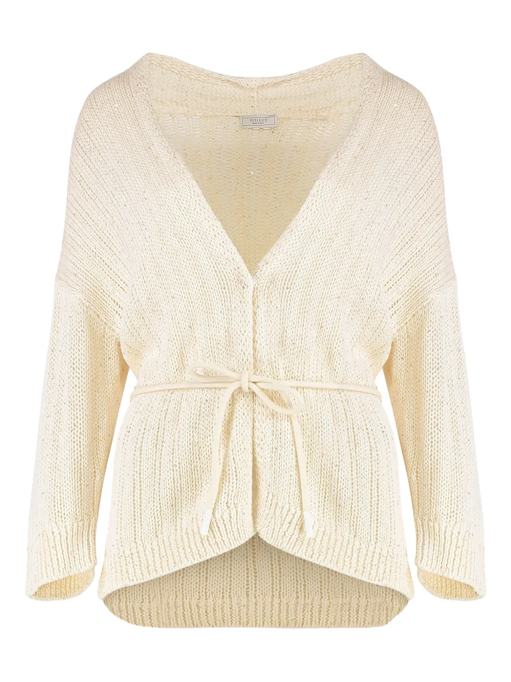 

Кардиган с поясом и пайетками Peserico, нейтральный