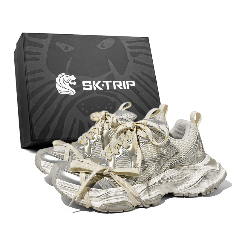 

Амортизирующие противоскользящие и износостойкие утолщенные низкие кеды для увеличения роста унисекс эксклюзивная коробка SK.TRIP, Champagne золотой (Lace-Up Thickened)