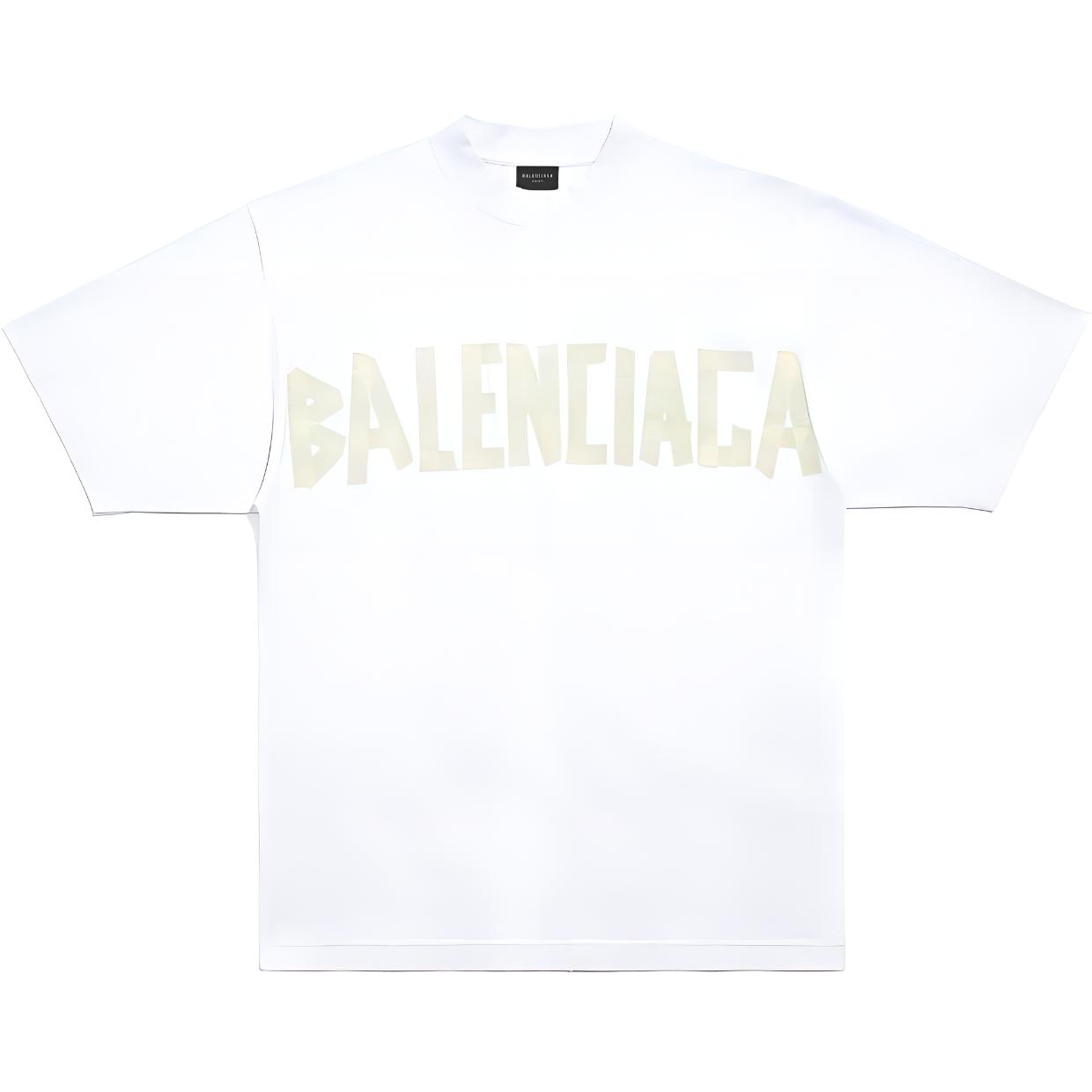 Футболка с логотипом в виде ленты Balenciaga, белая — фото 4