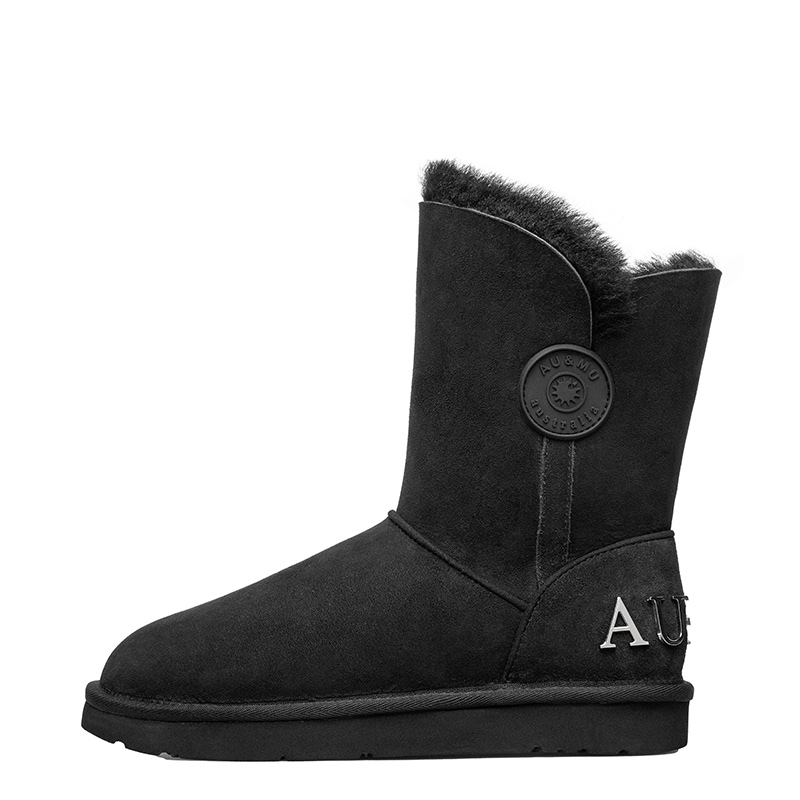 Утепленные противоскользящие замшевые зимние сапоги Shearling AU&MU женские черные