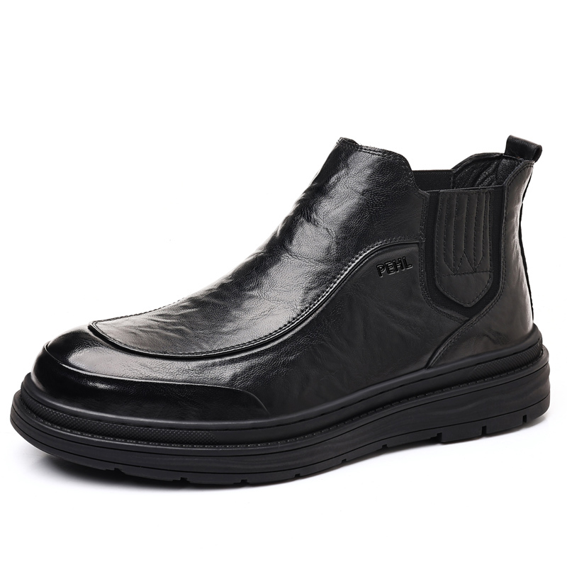 

PEHL Мужские челси ботинки с черной флисовой подкладкой, цвет Black Fleece-Lined