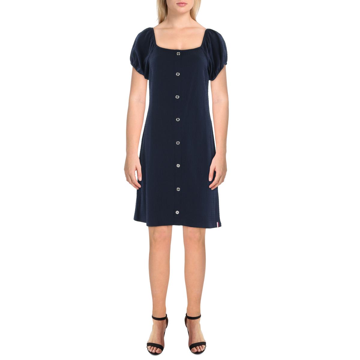 

Женское фактурное короткое мини-платье Tommy Hilfiger, темно-синий