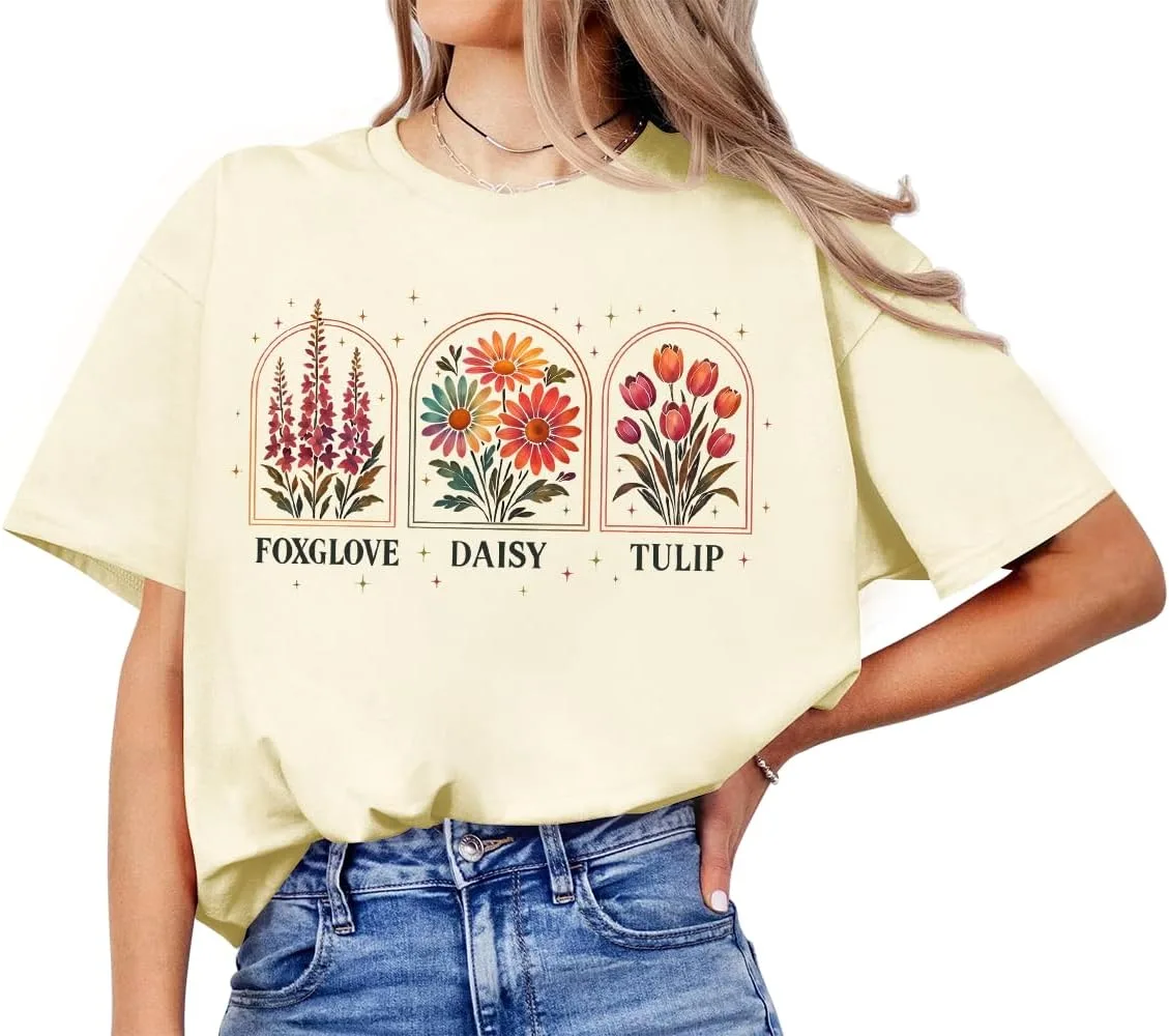 Футболка с цветами Foxglove Daisy Tulip