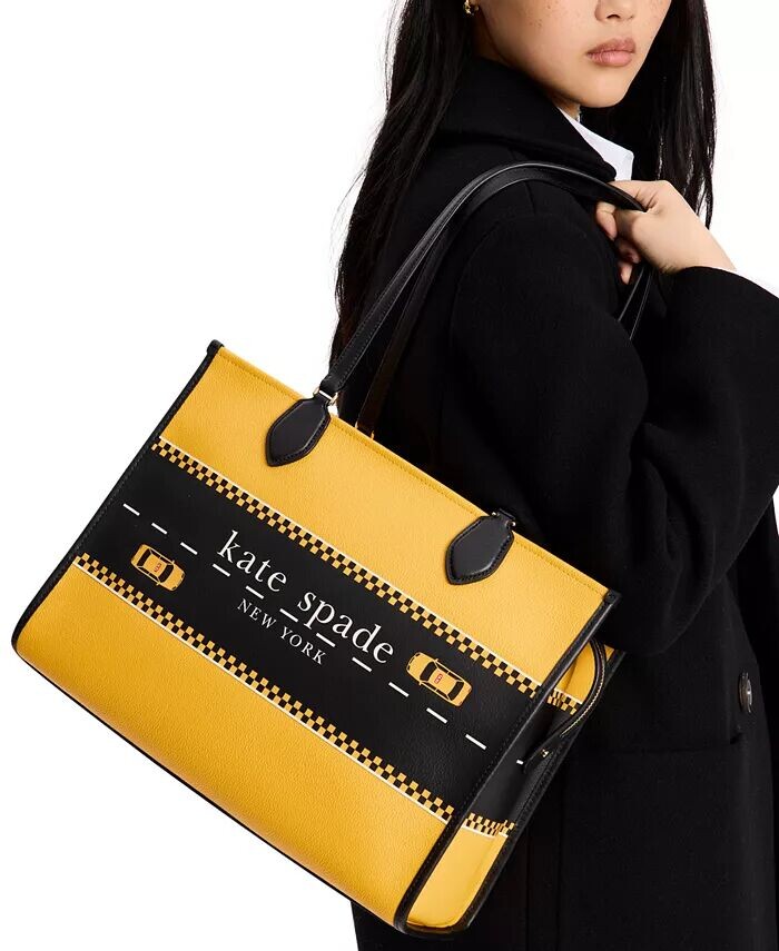 

Большая сумка-тоут из ПВХ с принтом Manhattan Taxi Kate Spade New York, желтый