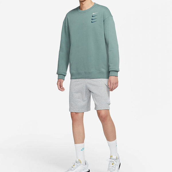 Толстовка Men's Nike French Terry Swoosh 4 Embroidered Round Neck Sports Pullover Autumn Green, мультиколор — фото 3