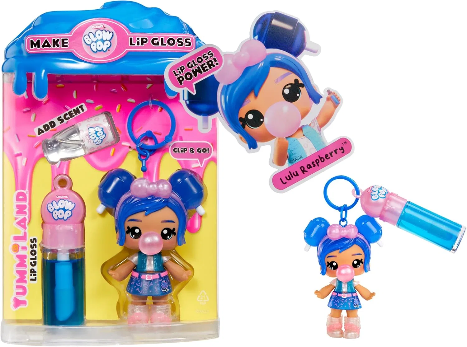 Набор для создания блеска для губ Yummiland x Blow Pop «Lulu Raspberry» с куклой и брелоком Yummiland, Lulu Raspberry — фото 2