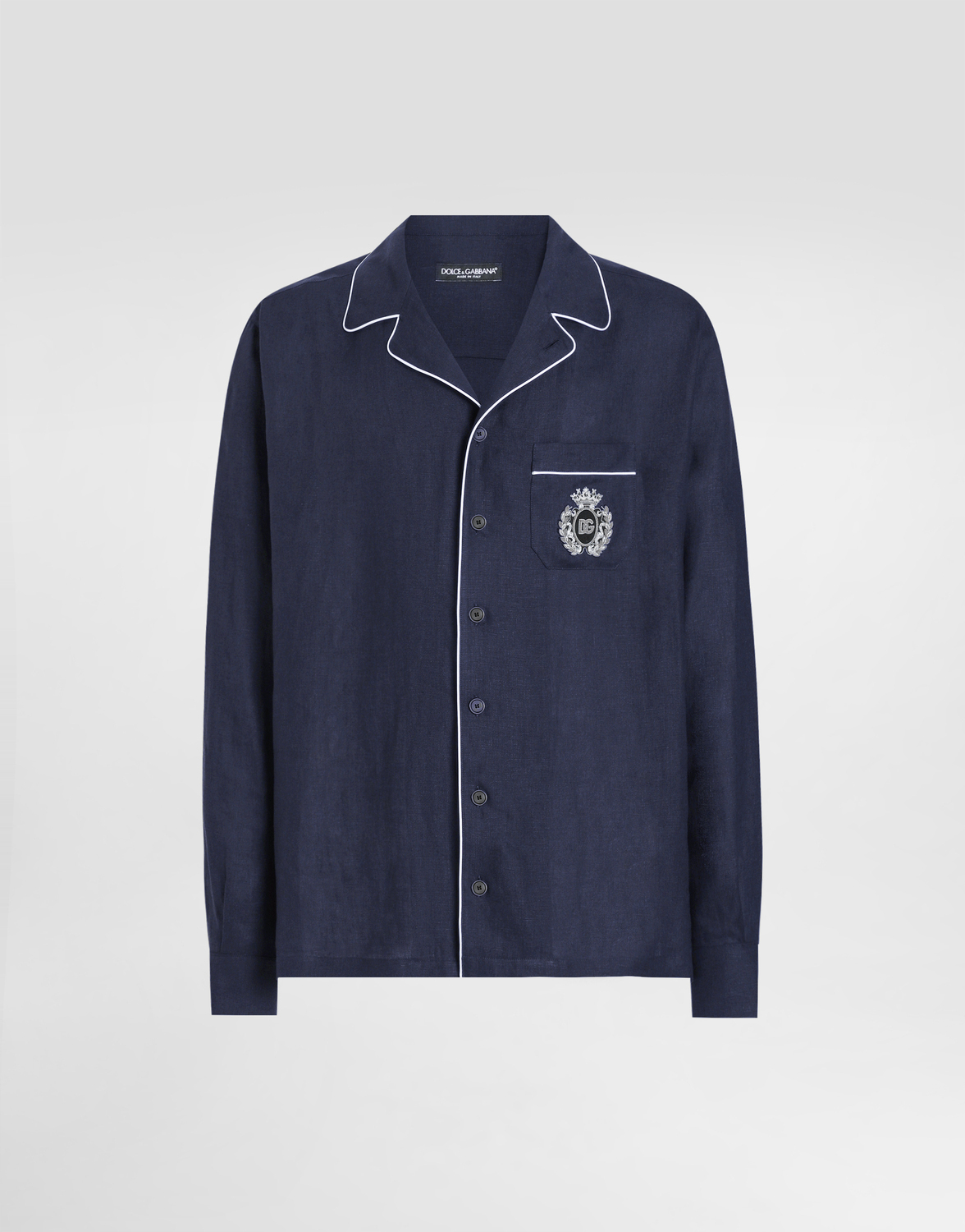 

Льняная сорочка с гербом Dolce & Gabbana, синий