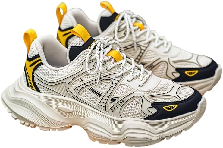 

Мужские модные спортивные кроссовки, удобные с толстой подошвой и шнуровкой, с круглым носком, подходят для походов и спорта, однотонный дизайн Hoalox, бежевый