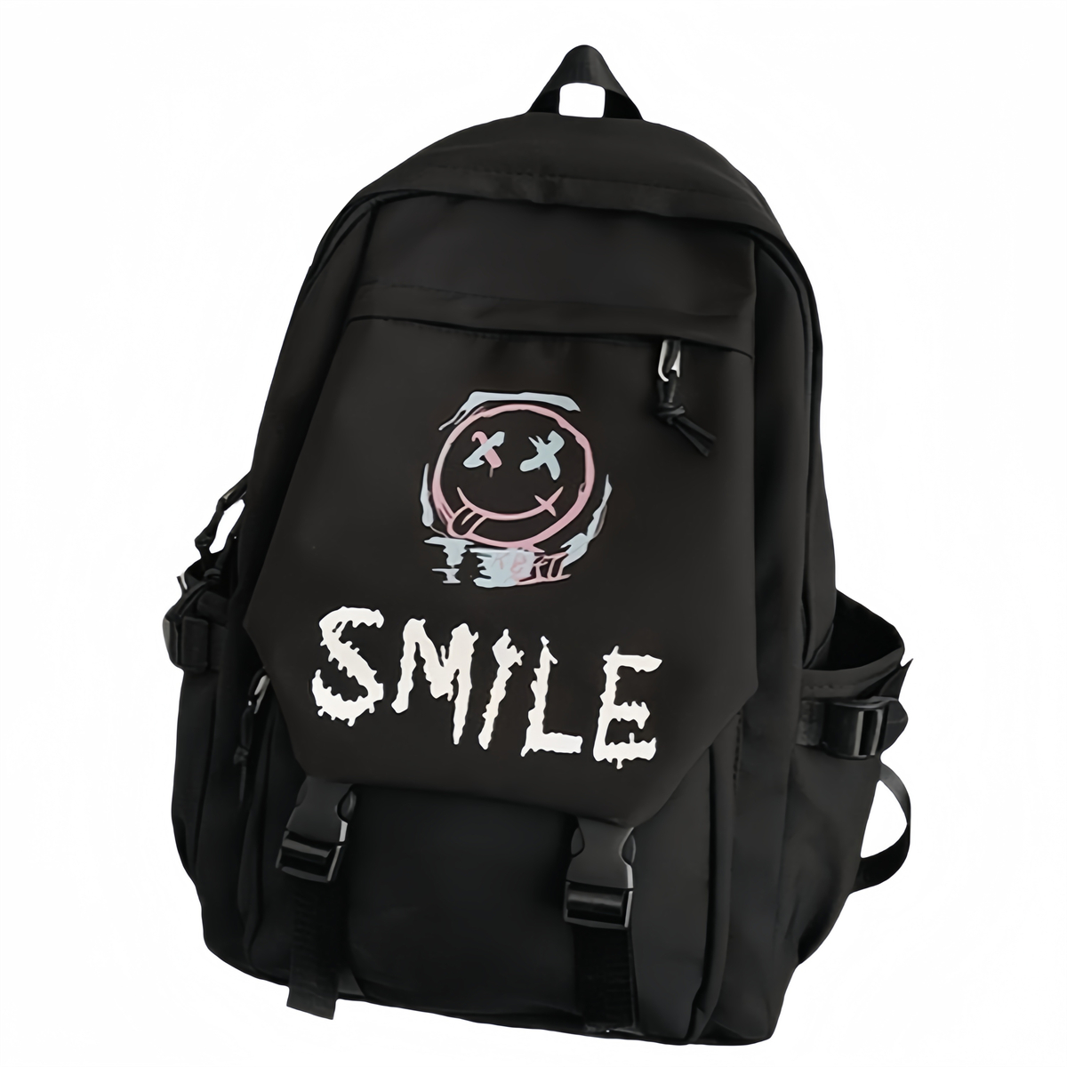 

BALANG Нейлоновый походный рюкзак унисекс черно-белый, Black Smiling Monster Pattern, Charm Not Included