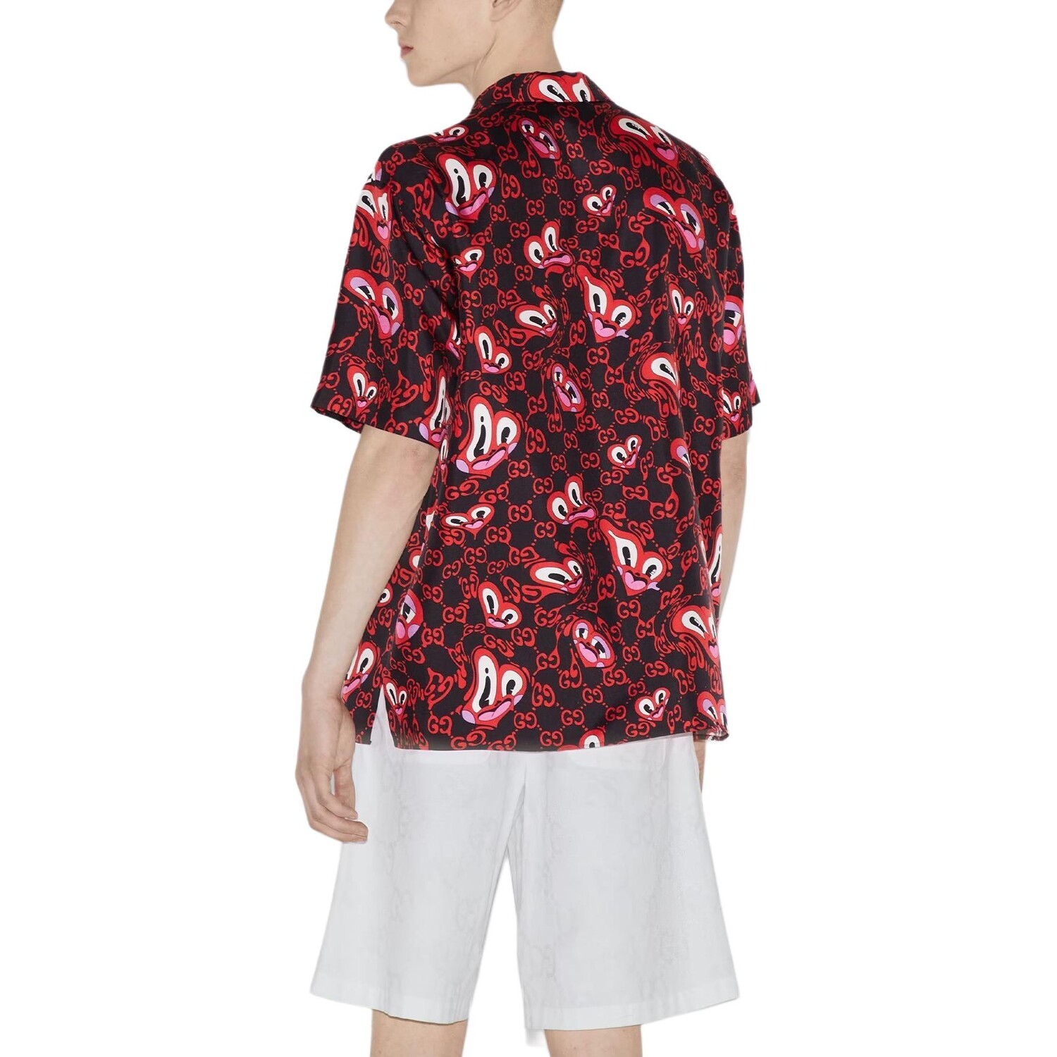 Рубашка Gucci GG Hearts Silk Bowling, красный — фото 3