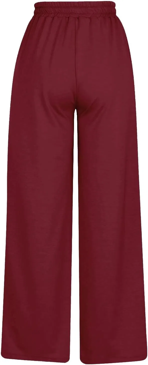 Спортивные брюки женские, широкие, с карманами, Generic, 2-red — фото 3