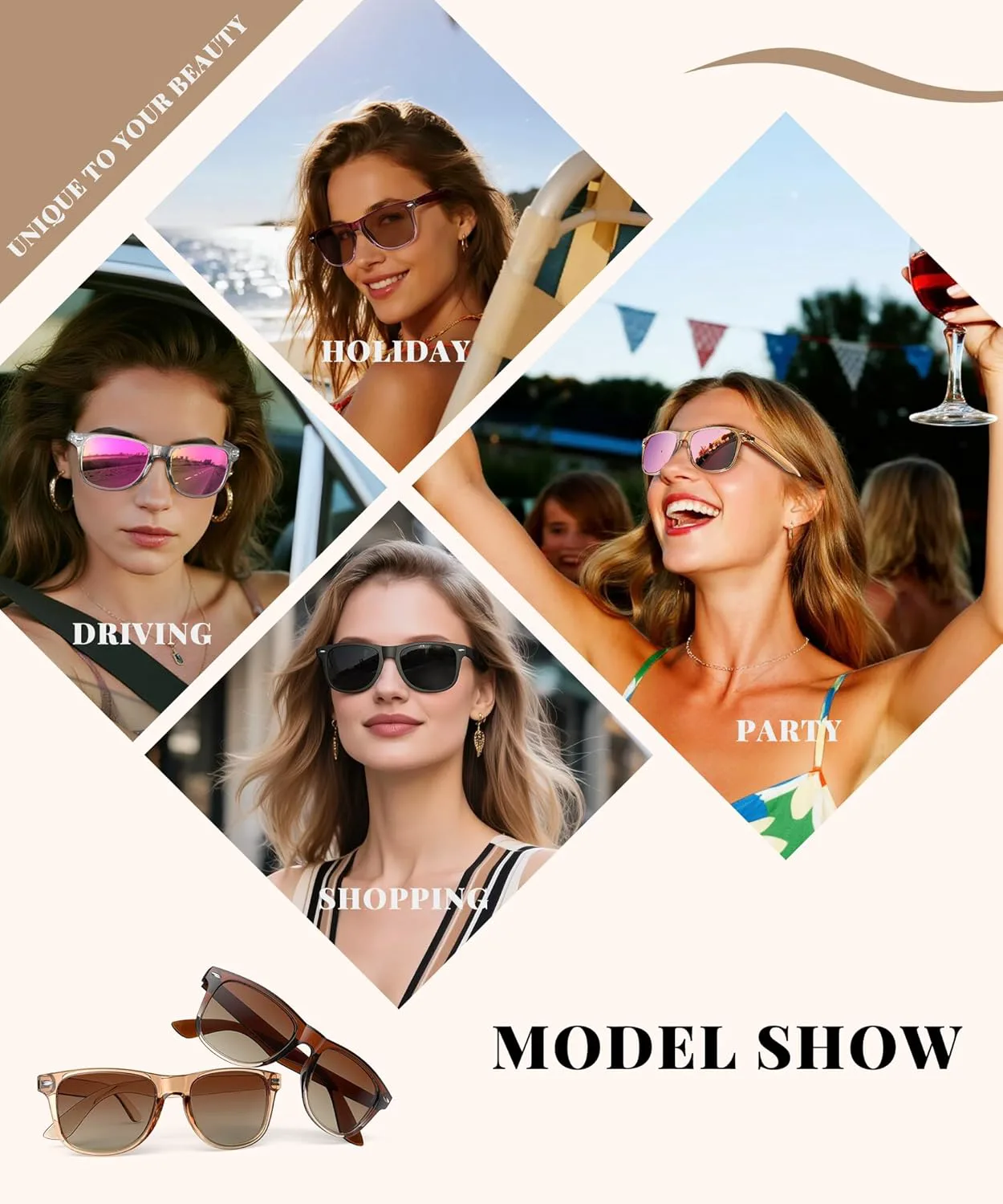 

Женские поляризованные солнцезащитные очки: модные поляризованные солнцезащитные очки с защитой UV400 QALLY, B16-orange/Dark Blue + Mint Green/Purple + Blue/Orange