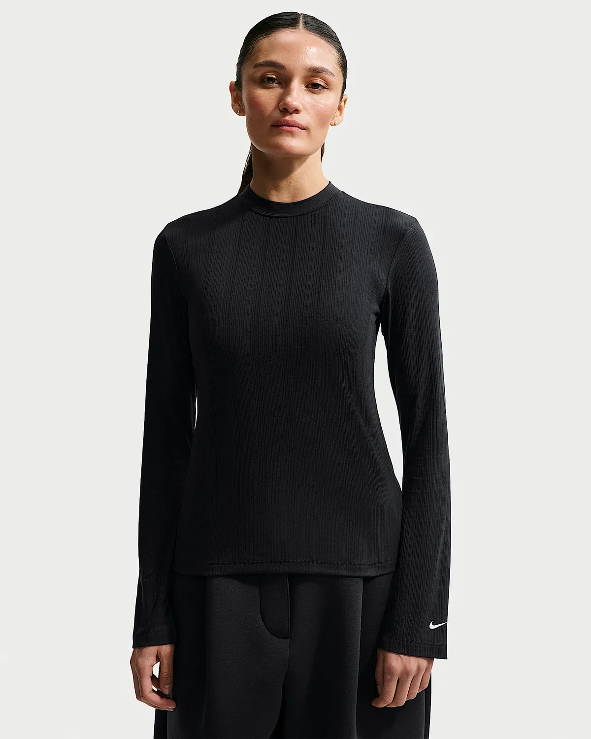 Женская облегающая футболка с длинным рукавом Nike Sportswear, Black/Sail