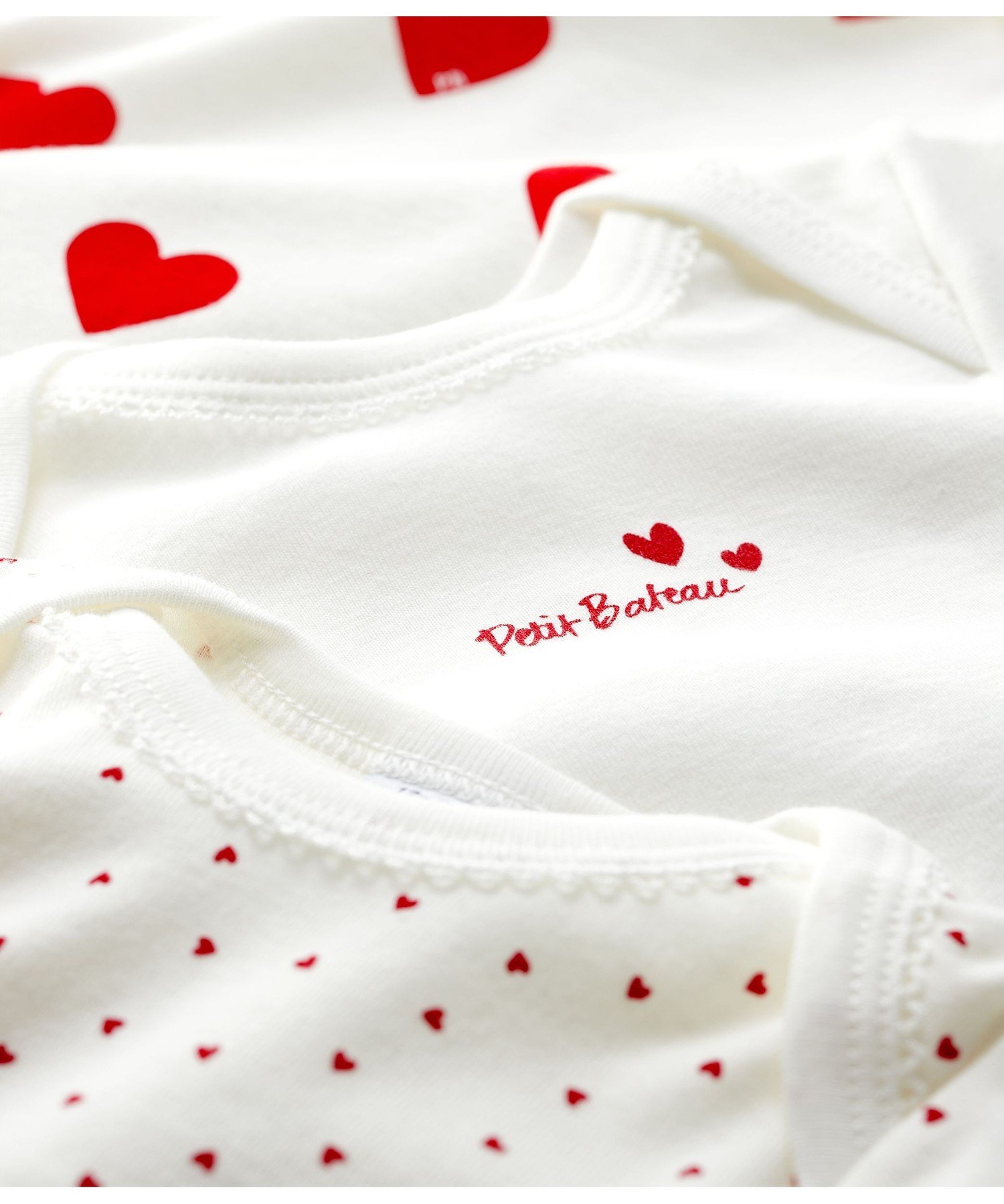 Боди с длинными рукавами и принтом в виде сердечек (комплект из 3 штук) PETIT BATEAU, Color 1 — фото 2