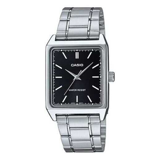 

Часы CASIO Square Stainless Steel Band Stainless Steel Strap Black Analog, черный