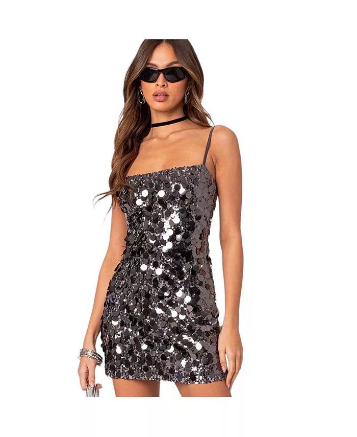 

Женское мини-платье Bring The Sparkle с пайетками Edikted, серый