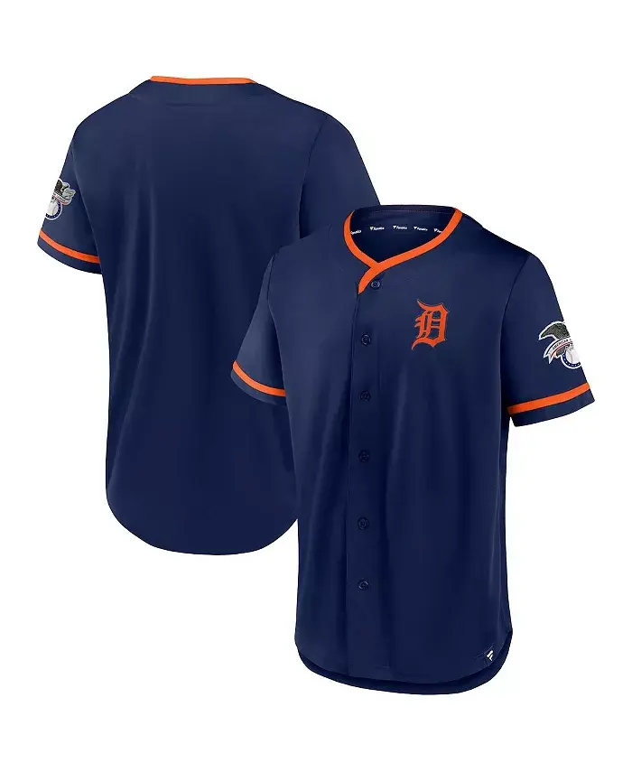 

Мужская синяя футболка Detroit Tigers Iconic Button-Up Top Fanatics