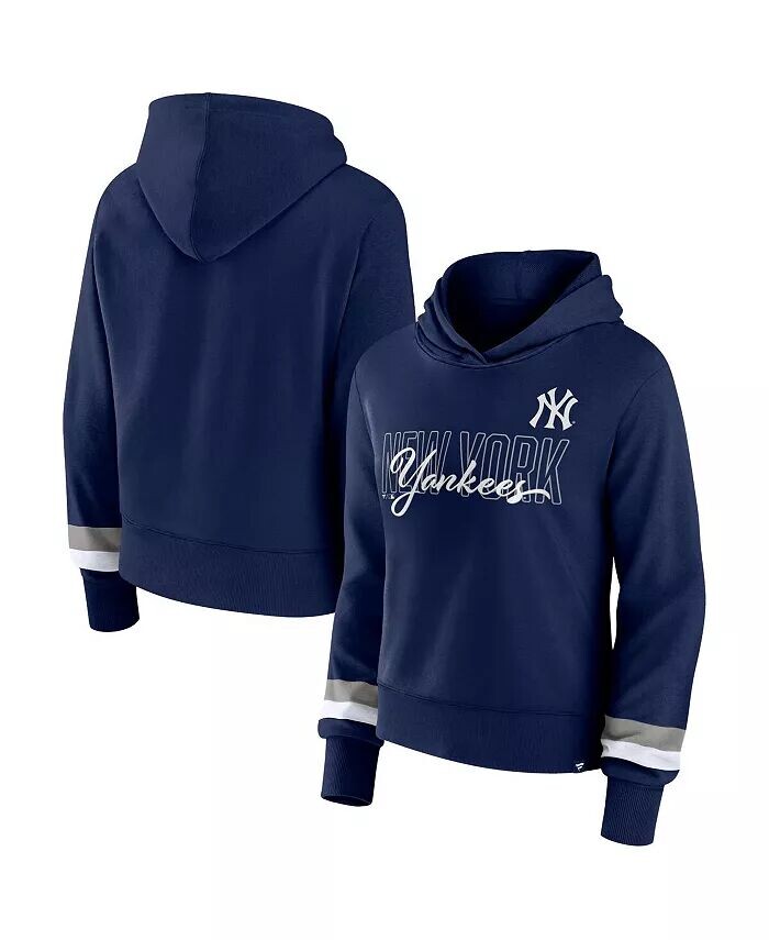 

Женский темно-синий пуловер с капюшоном New York Yankees Fanatics