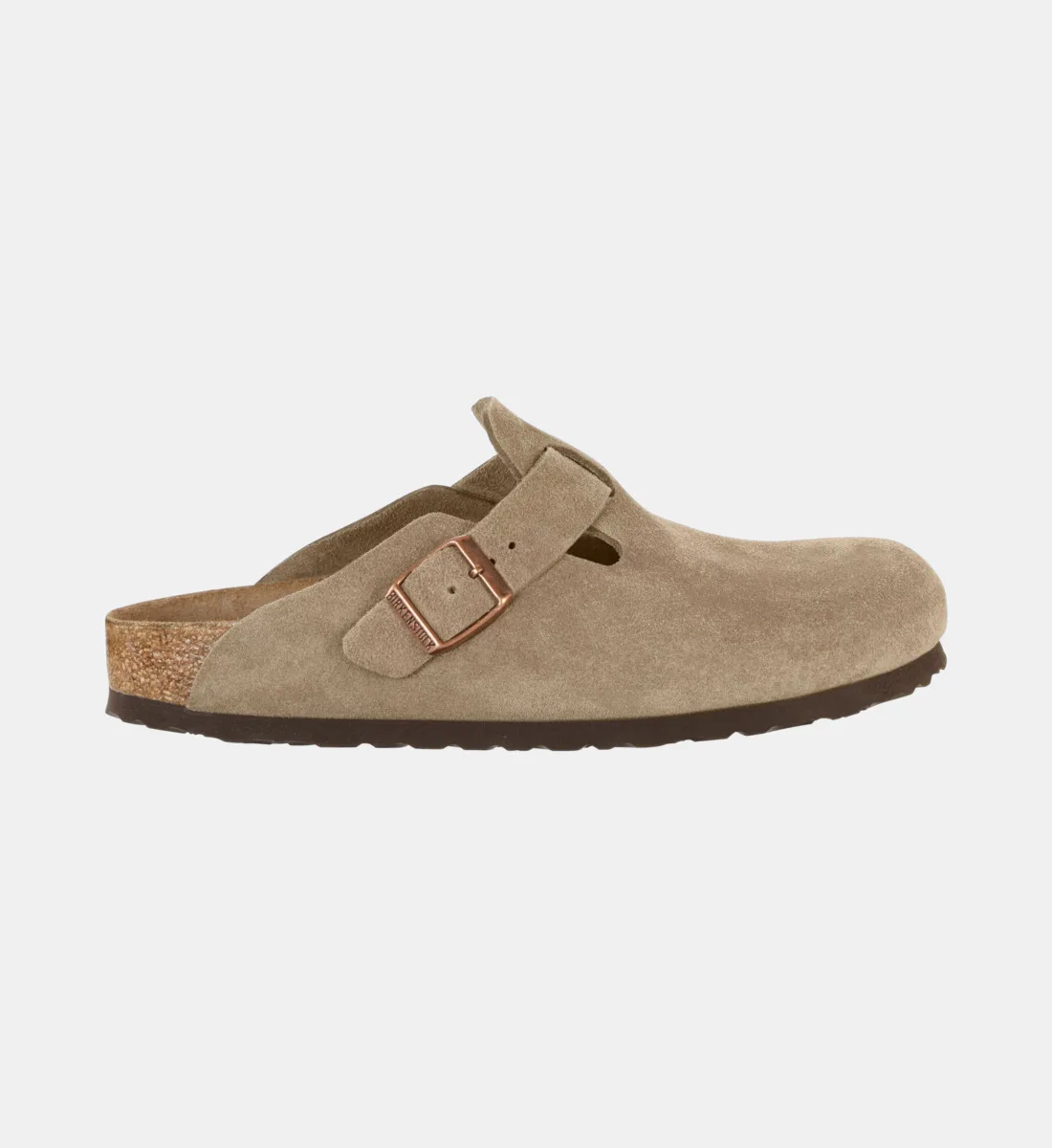 Плоские сабо Boston SFB из кожи BIRKENSTOCK, серый